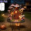 2D Flat Acrylic Fantasy Mushroom House Statue Plug-in, Outdoor Lawn Indoor Plug-in Decoration,  for Family Daily,party,courtyard,lawn and Gardening