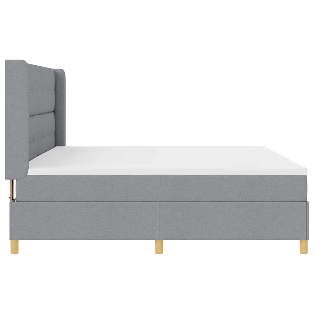 Box Spring Bed with Headboard Light Gray 200 x 200 cm Fabric