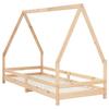VidaXL Cadre de Lit pour Enfants, Lit Simple avec Sommier à Lattes, Meuble de Chambre à Coucher, Scandinave, Marron 90x200 834483