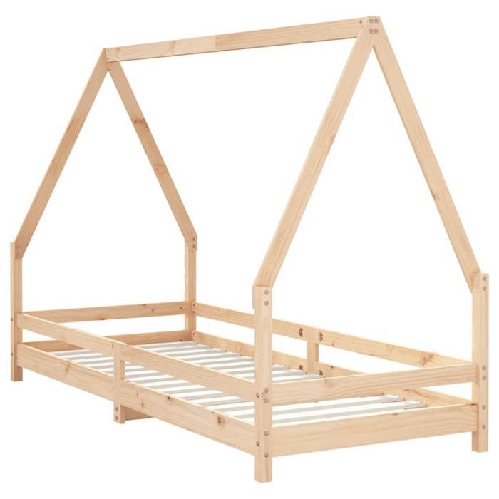 VidaXL Cadre de Lit pour Enfants, Lit Simple avec Sommier à Lattes, Meuble de Chambre à Coucher, Scandinave, Marron 90x200 834483