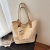 2025 Autumn New Korean Version Fashion Cartoon Canvas Bag Casual Commuting Simple Large Capacity Tote Bag Shoulder Bag