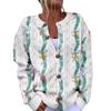 Women's Christmas Print Cardigan Long Sleeve Button Down Knit Outerwear for Holiday Party