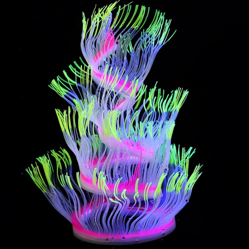 Glowing Aquarium Ornament Silicone Fish Tank Decorations Artificial Coral  Aquarium