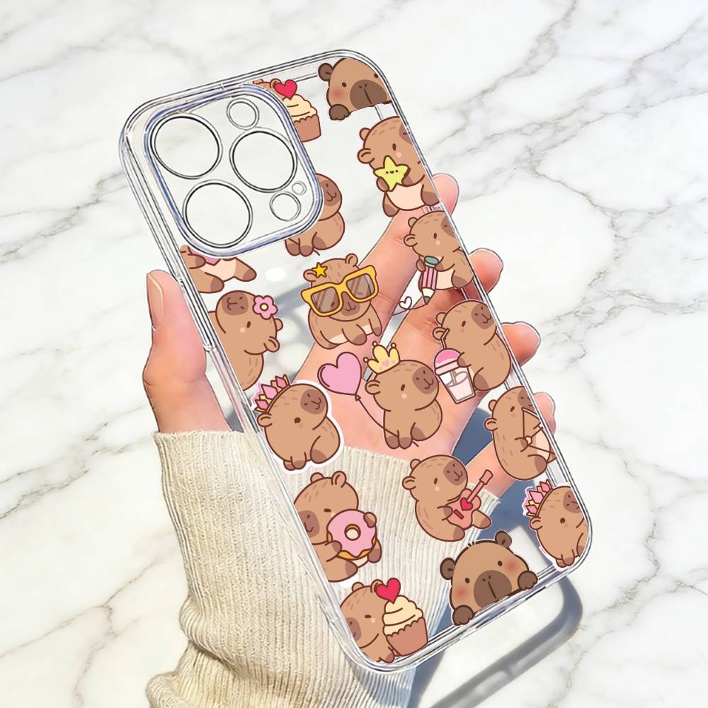 Cartoon C-Capybara Handyhülle Für iPhone 17 16 15 14 13 12 11 Mini Pro Max Plus Transparente Hülle