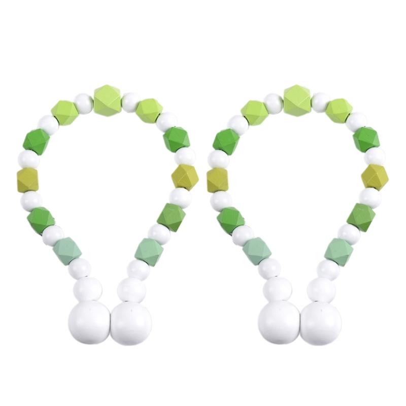 2Pcs No Tool Installation Curtain Holders Gradient Wooden Beads Magnetic Window Drapery Tiebacks Holdbacks Home Upgrades