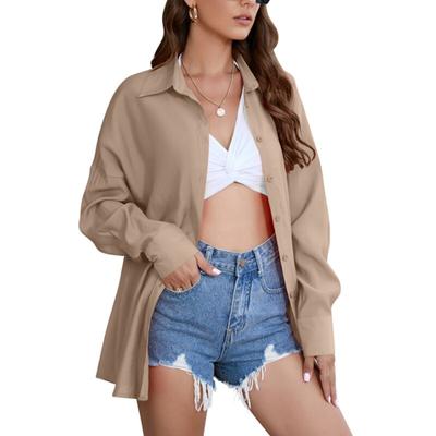 Mode Dameskleding 2023 Lente En Herfst Nieuwe Zonwering Shirt Tops Effen Kleur Casual Losse Blouse Blusas 26628
