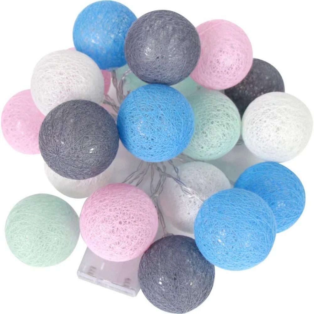 Colorful LED Cotton Ball String Lights 10/20 LED Cotton Ball Lamp  Christmas Easter Outdoor