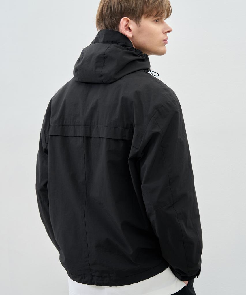 Draw Fit Division Hooded Windbreaker [Black]