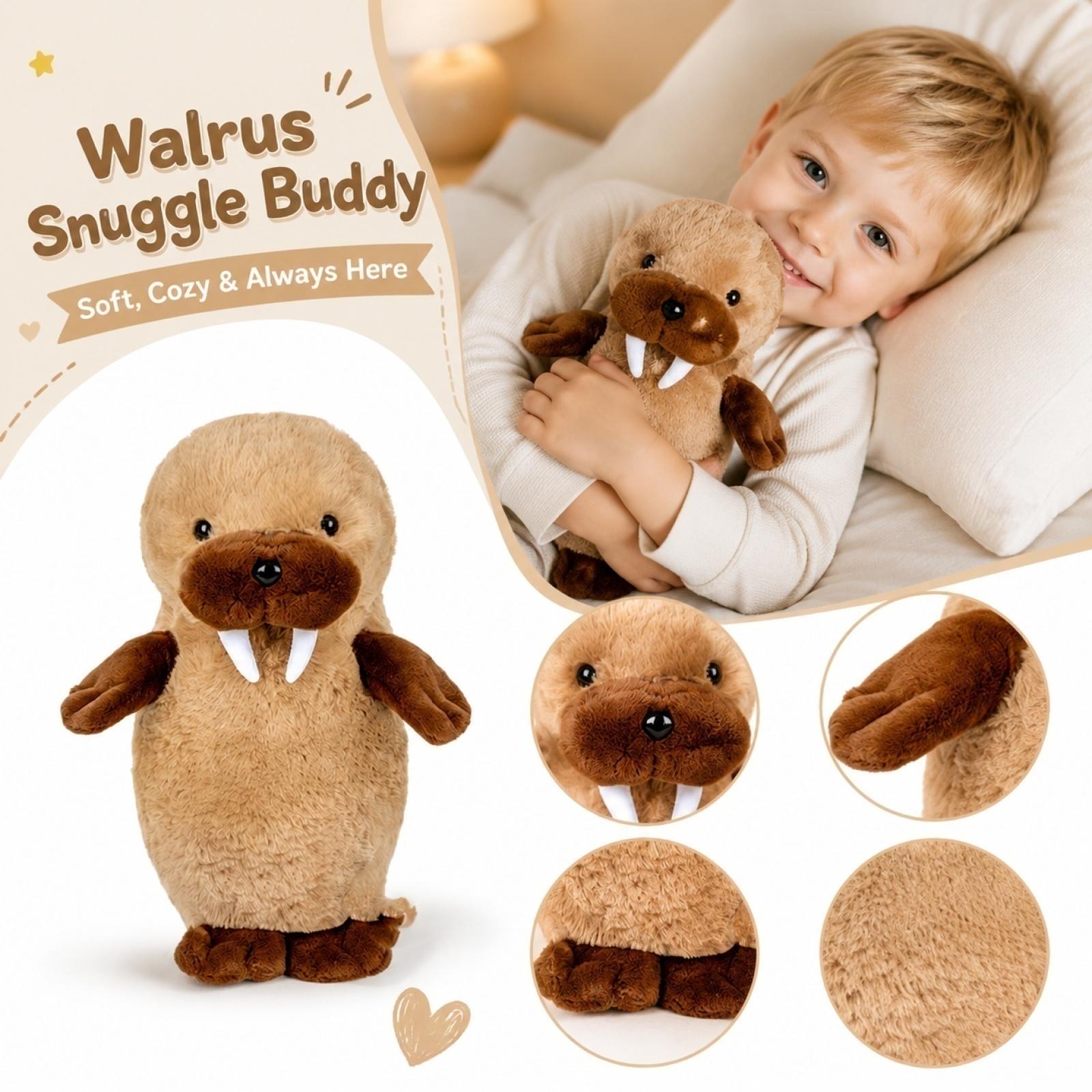 Realistic Plush Walrus Stuffed Animal Soft Cuddly Toy Pillow for Kids Sleep Comfort and Sensory Soothing Gift without Tags One Size