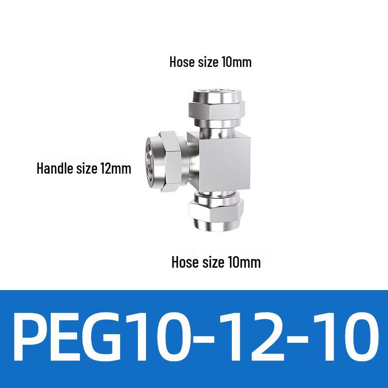Trachea Quick-Connect T-Nozzle Adapter for Air Pumps and Compressors, with PE Pneumatic Lock Nut, Reducer, and PEG4 6/8mm Compatibility.