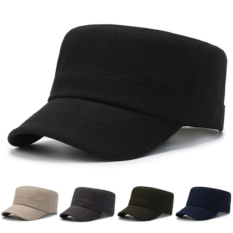 Men's Spring and Autumn New Simple Versatile Light Board Hat Outdoor Military Hat Men's Casual Fashion Flat Top Cap Men