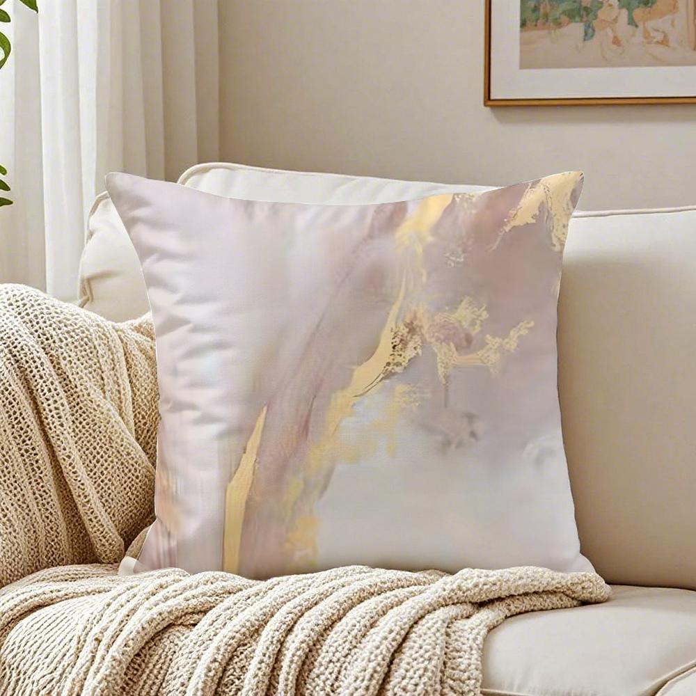 Grey White Abstract Marble Texture Ink Pillow Case Double-Sided Plush Sofa Cushion Covers Organic Breathable Invisible Zipper