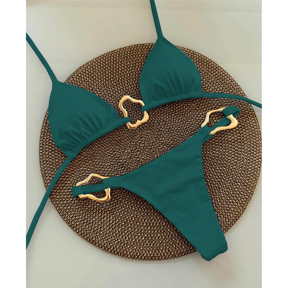 Sexig Halter Micro Bikini 2026 Dam Badkläder Enfärgad Badkläder Trosa Bikinis Set Brasiliansk Strandkläder Badkläder Biquini Kvinna