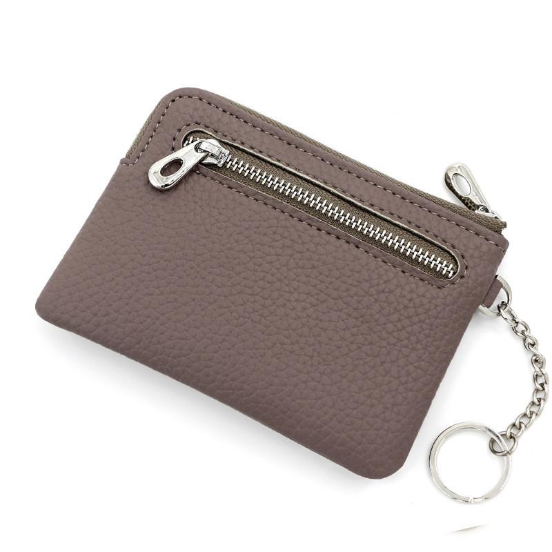 Minimalist Pu Leather Card Holder With Zipper Pouch For Daily Use