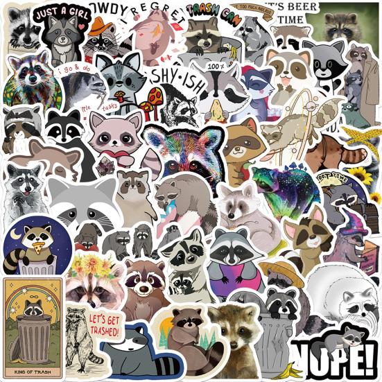 50Pcs Graffiti Stickers Self-adhesive Waterproof Strong Stickiness Exquisite Pattern Wide Application Decorative PVC Lovely Cartoon Animal    Supplies
