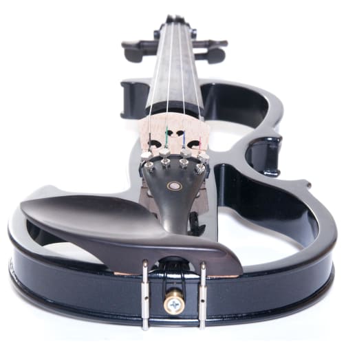 Cecilio CEVN-2BK Solid Wood Silent/Electric Violin (Style 2), 4/4 Full Size, Black Metallic