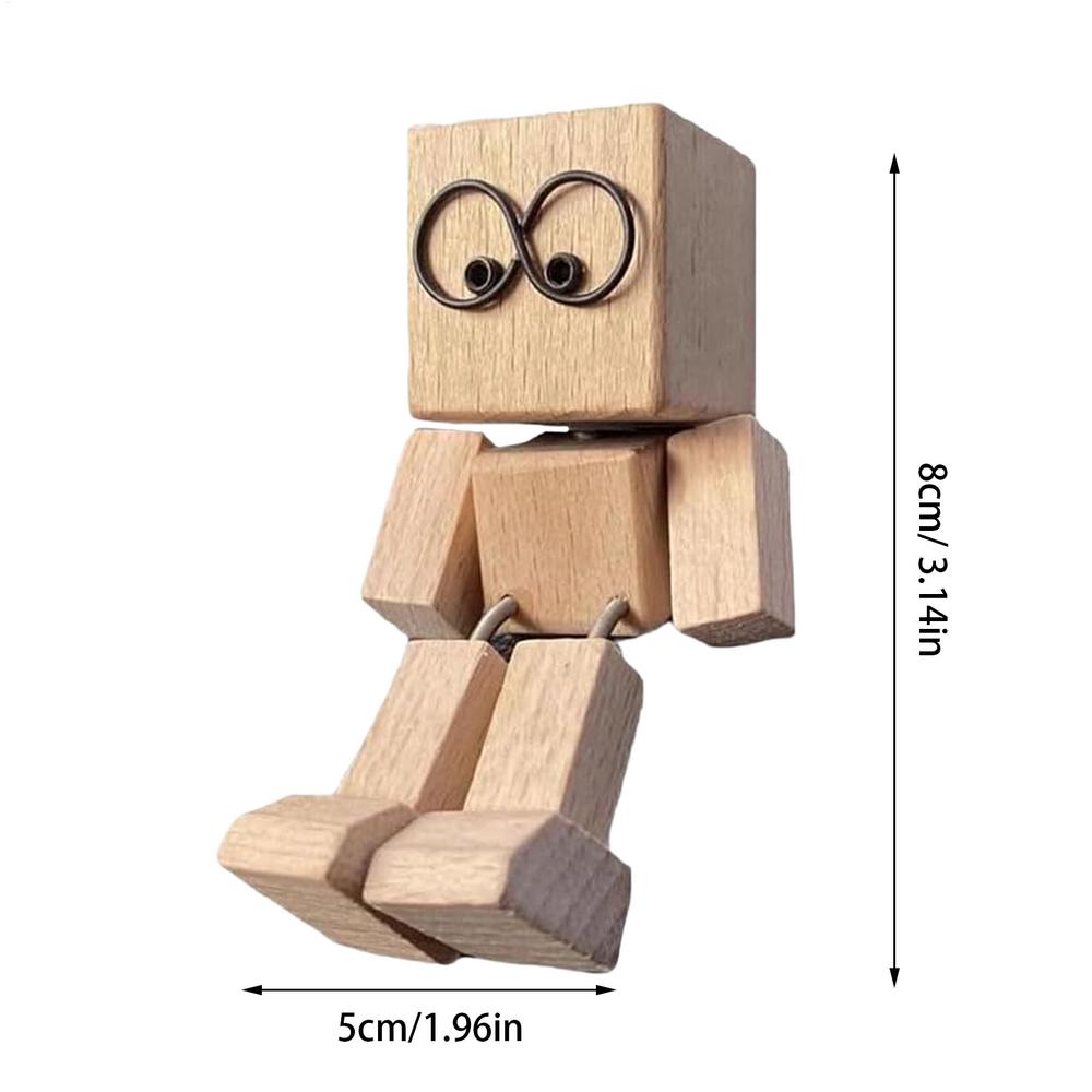Shaking Wooden Man Magnetic Figurine Car Dashboard Office Desktop Decoration Ornament Handmade Shaking Feet Wooden Doll