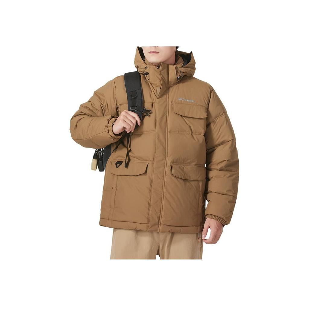 Columbia Landroamer Omni-Heat Outdoor Warm Windproof Hooded Short Cotton Jacket Men Jackets Brown WE4552-257