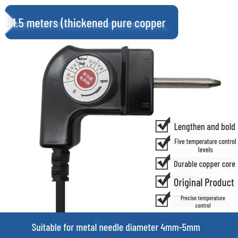 Universal Electric Wok Grill Pot with Thickened Pure Copper Temperature Control & Two-Hole Plug