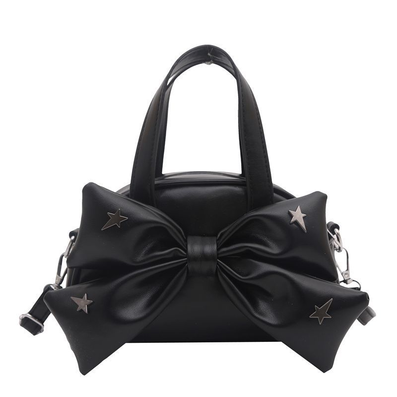 Metallic Stars Cute Bow PU Leather Large Capacity Handbag Shoulder Bag Crossbody Bags Phe Wallet Storage Bag Woman Bag Purse