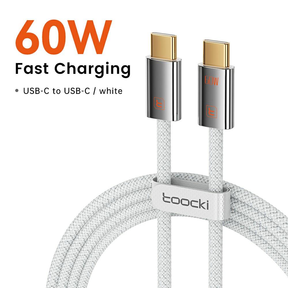 TOOCKI TX110C2 1m Mini Zinc Alloy USB-C to USB-C Cable PD 60W Fast Charging Cable with Smart Chip for Laptop Phone