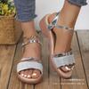 2025 European and American Summer New Large Size Fish Mouth Sandals Women's Shoes Slope Heel Independent Station Women's Sandals
