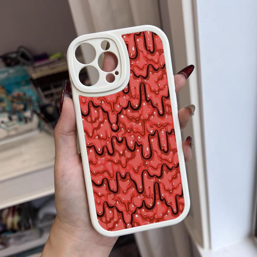 Slime Pattern Phone Case For Iphone 16 15 14 12 13 Pro Max 11 Mini Xs Puls Lambskin Silicone Cover