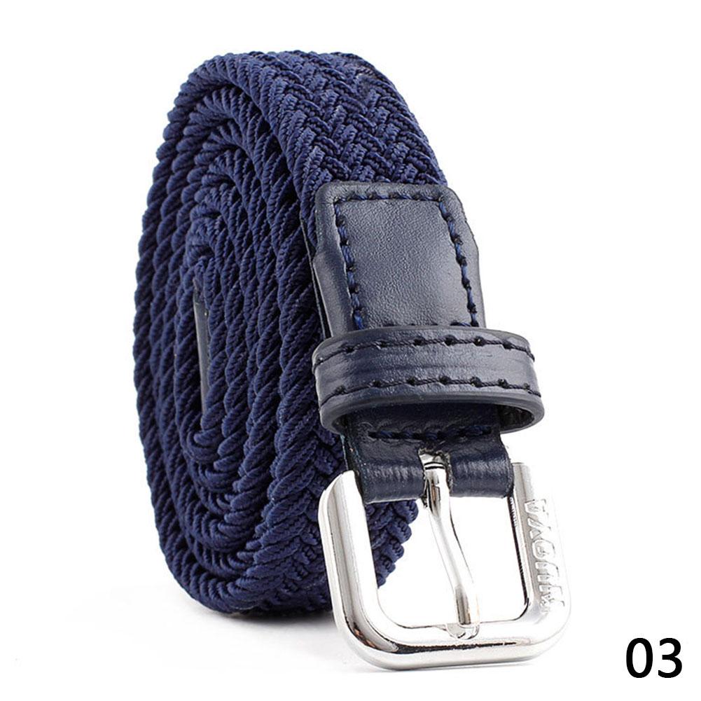 Men Women Casual Knitted Pin Buckle Belt Woven Canvas Elastic Expandable Braided Stretch Belts Plain Webbing Strap