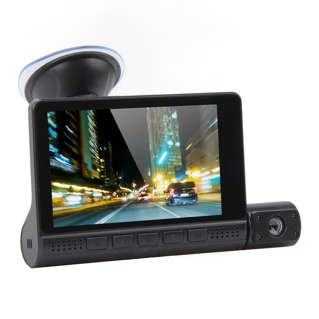 3 Channel Dash Cam 1080P Front Rear Inside Driving Recorder 170 Degree Wide Angle Loop Recording G Sensor Touch Screen