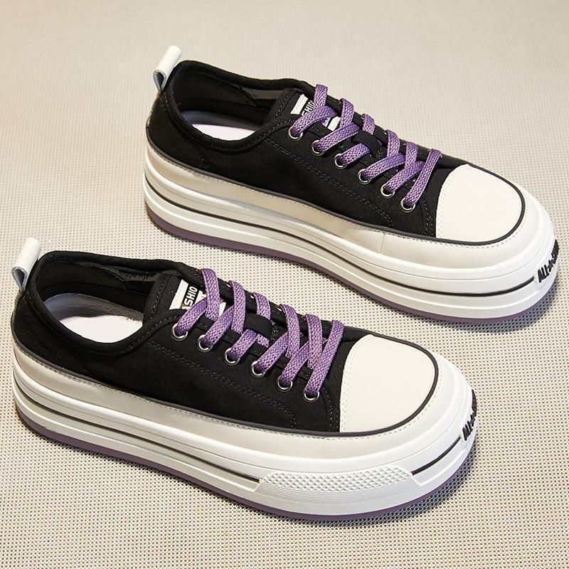 Canvas Shoes Women's  Summer New Plate Shoes Thick Bottom Increased All-match Casual Lace-up Small White Shoes