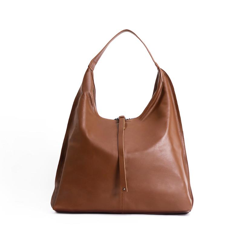 

New first-layer cowhide tote bag fashionable portable shoulder bag leather high-end large-capacity underarm bag women s bag коричневий