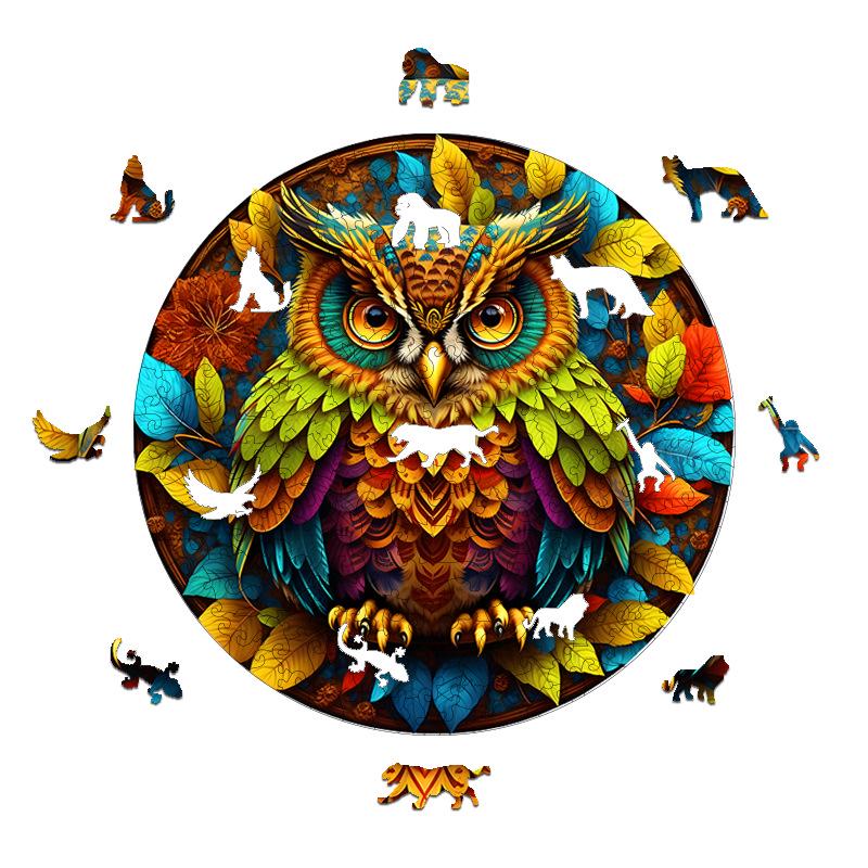 

3D Irregular Animal Wooden Jigsaw Puzzle Toy Paper Box Owl A5