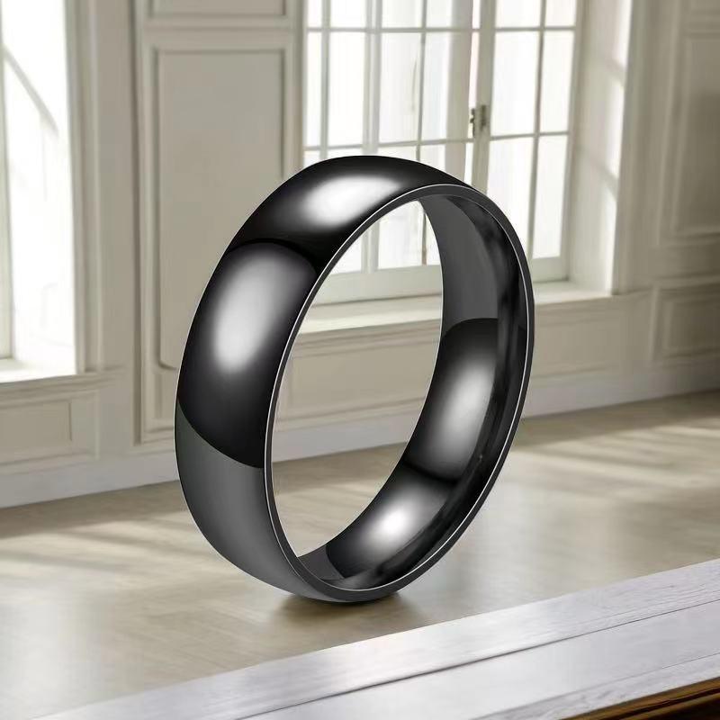 High-End Light Luxury Stainless Steel Ring for Women - Non-Fading, French Design with Titanium Finish.