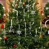 14Pcs/Set Christmas Ornament Set Faux Crystal Snowflake Icicle Drop Hanging Ornaments Winter Holiday Party Decoration