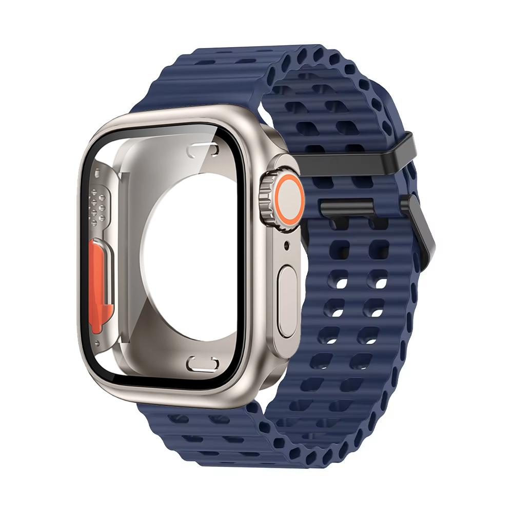 Ocean Silicone Strap+PC Case For Apple Watch Band  Series 11 10 46mm Metal Buckle Sports Bracelet Wristband iWatch 9 8 7 6 5 SE
