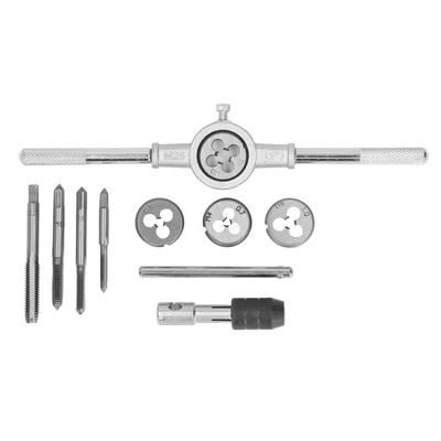 Set di Maschi e filiere da 10 Pezzi Acciaio M4 M5 M6 M8 Maschio filiera Strumento metrico Rinnovo filettatura Creazione Kit di strumenti di riparazione