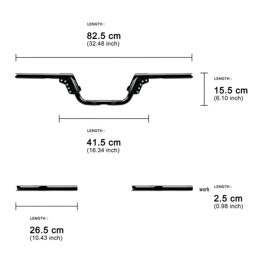 Adjustable Motorcycle Handlebars for Harley Sportster, Dyna, Softail, Touring - 5.5" Height