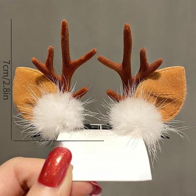 Christmas Hair Clips  Christmas Headbands Hair Accessories Deer Ear Hairpin for Girl Photograph Prop Xmas Party Decor