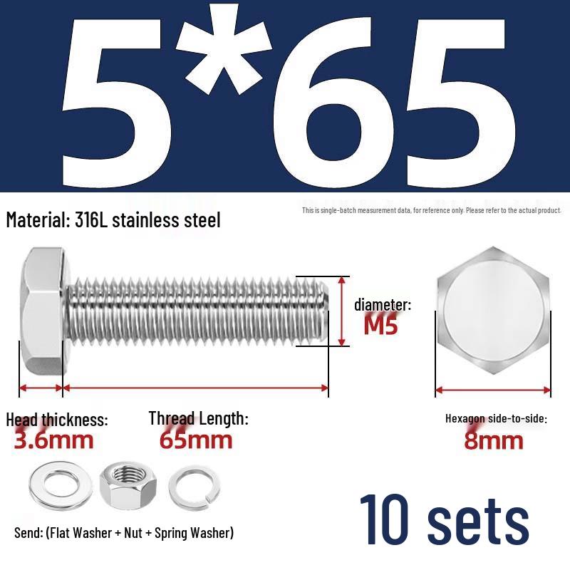 Yi Shuxiang A4-70 Stainless Steel Hexagon Head Bolt & Nut Sets