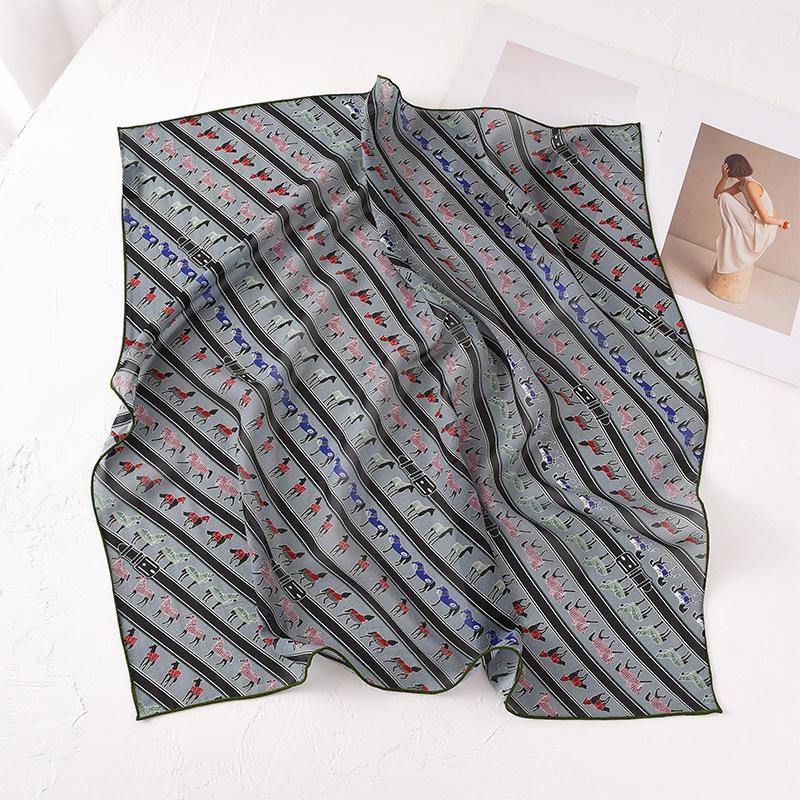 New silk silk scarf 70cm pony print square scarf retro women s silk scarf versatile mulberry silk shawl