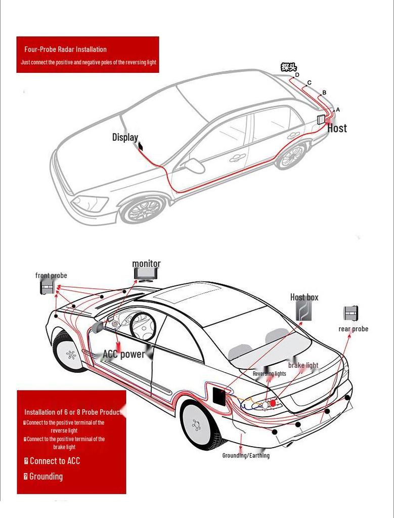 8-Probe Front and Rear Car Reversing Radar with Voice Buzzer