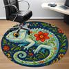 1pc Chameleon Flowers Office Round Area Rug, Indoor Mat Suitable For Office, Under Office Chairs Bedroom Living Room Home Decor, Room Deco 024
