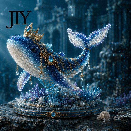 Set Interattivo per Creare Perline Kit Fai da Te Oceano Mitico per Principianti, Animale 3D con Perline e Istruzioni, Perline Scintillanti Artigianato Disegni Marini Unici