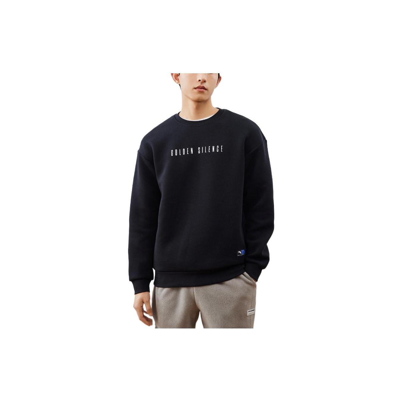 ANTA Sweatshirts Men s Black Crew Neck Moderate Regular 152241707S-3 XXXL