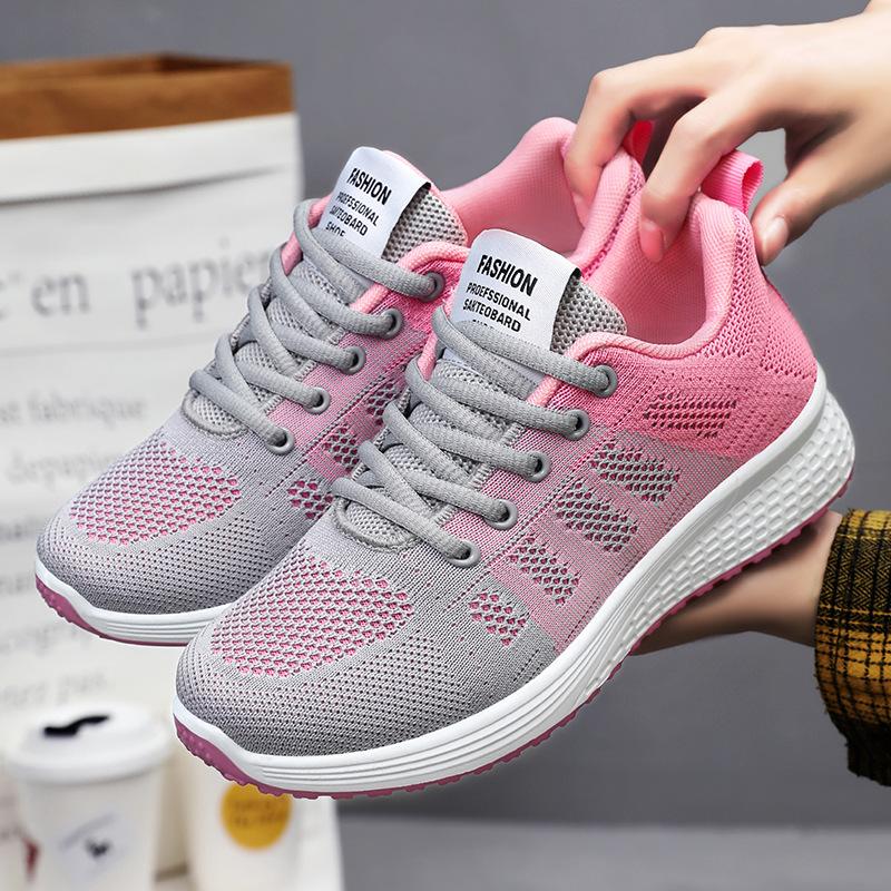 Running Shoes Women's Summer Wholesale Women's Shoes Single Shoes Casual Soft Sole Breathable and Comfortable Flying Woven Sports Shoes Women