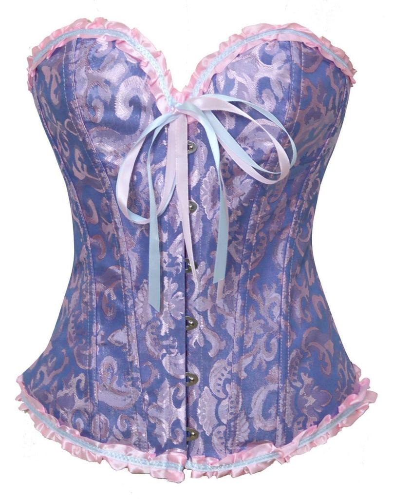 Lace Satin Waist Cincher Corset with Boning