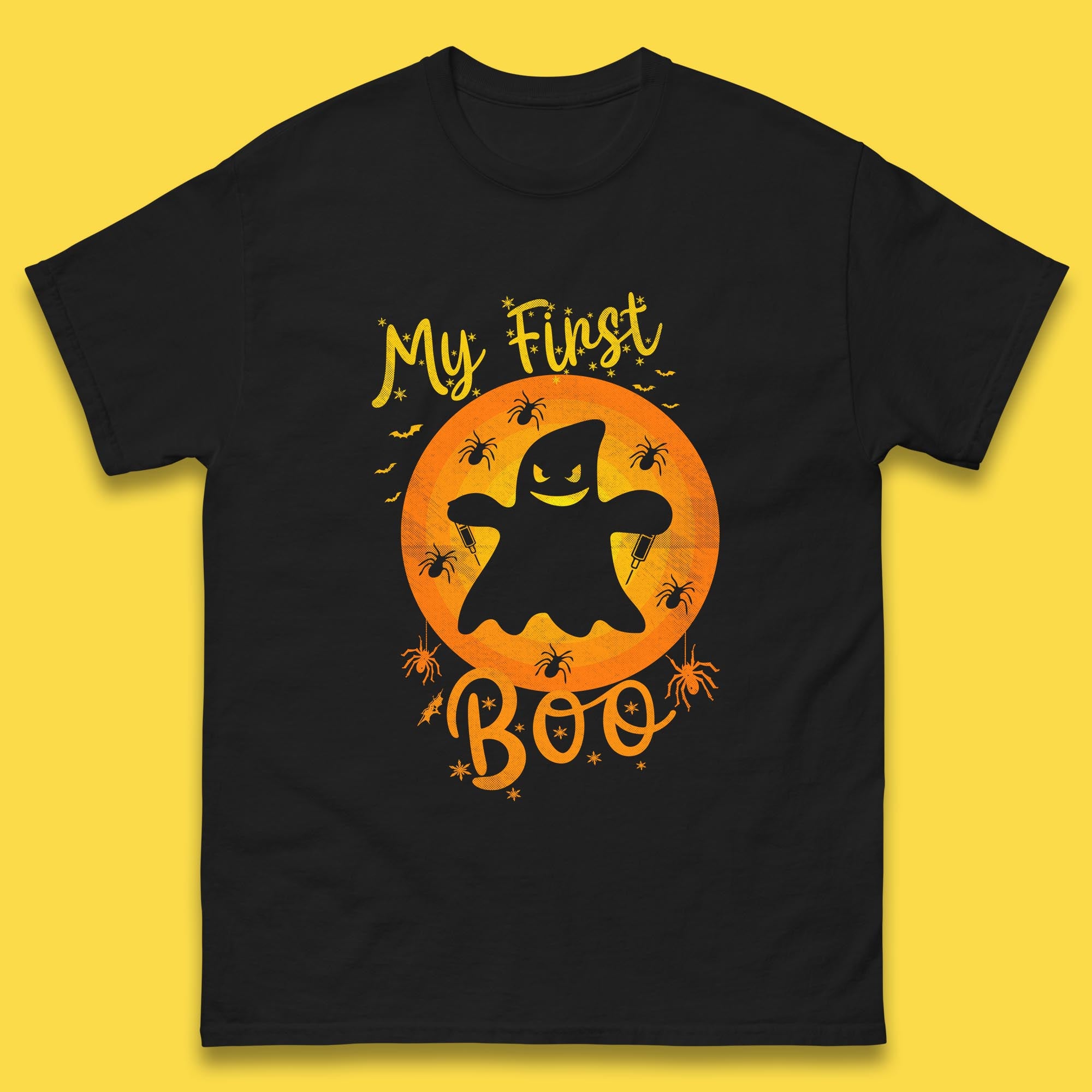 My First Boo Halloween Funny Boo Ghost Horror Scary Creepy Season Mens Tee Top M