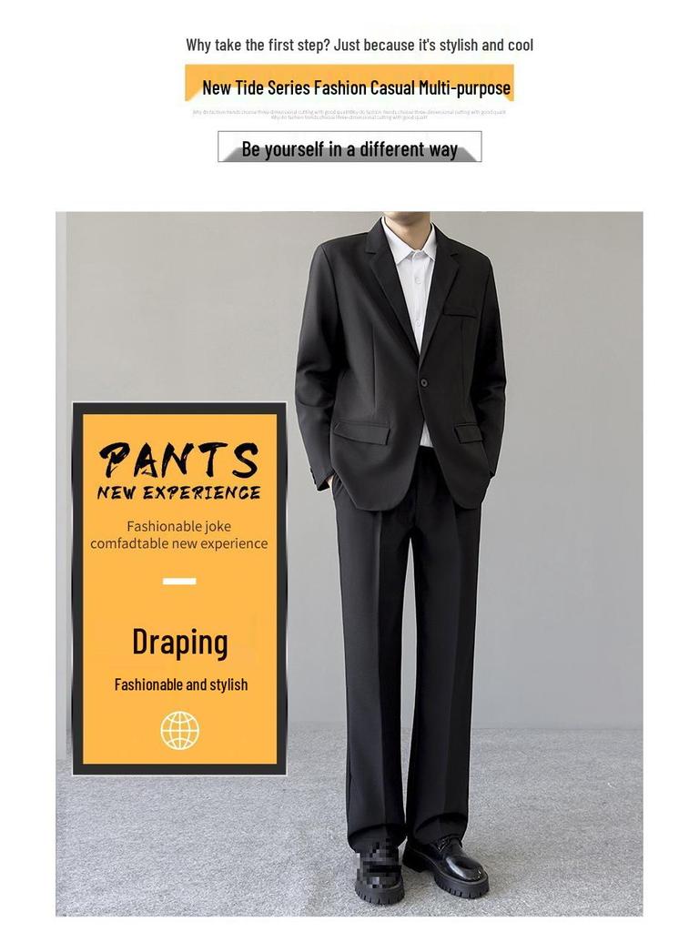 Korean Trendy Black Suit Set for Men: Stylish, Handsome, Slightly Mature Formal Wear