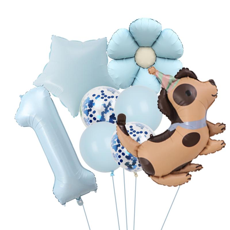 

1 set of dog pet themed birthday balloon decoration set, daisy, husky, spotted dog, sausage, dog, bago, aluminum foil balloon 40inch