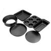 6pcs Baking Mold Set Loose Bottom Anti Stick Carbon Steel Cake Pizza Bread Pan for Home Kitchen
